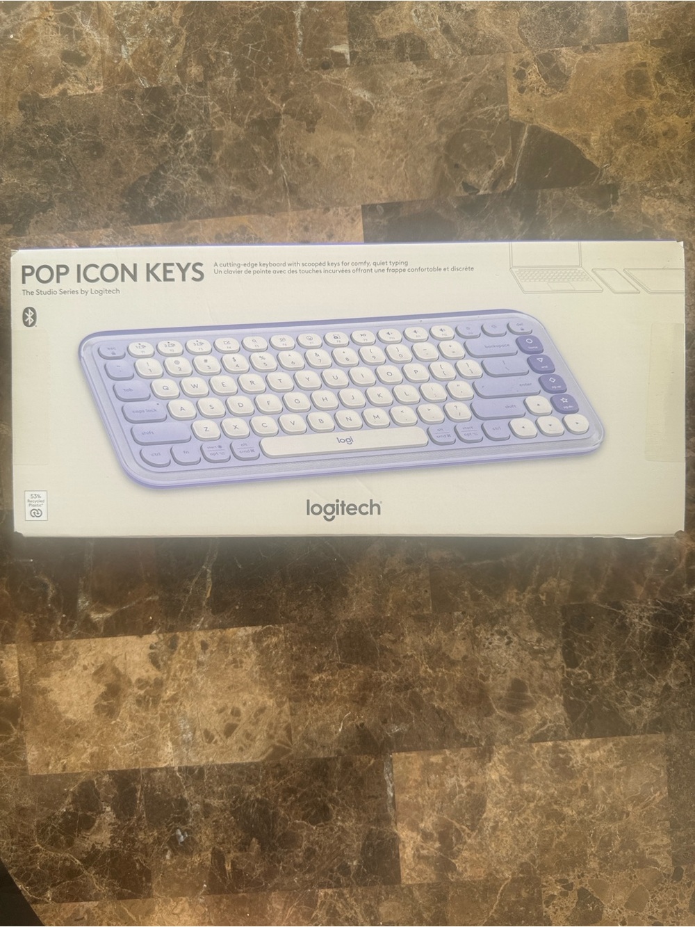 Logitech Pop Icon Keys Keyboard - Purple and White